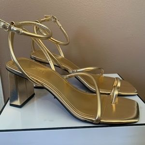 Gold Strappy Sandals with Block heel by Guess